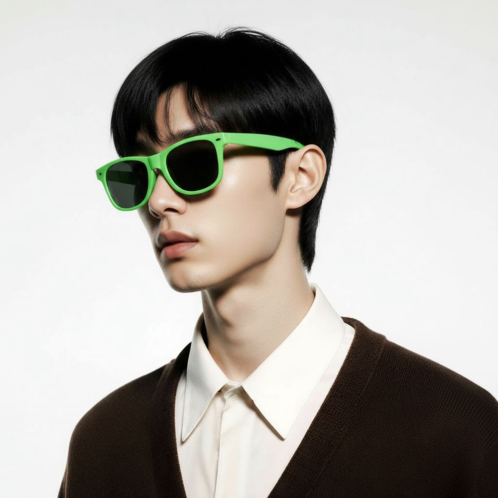 Unisex Wild Neon Green & Black Retro Sunglasses One Size